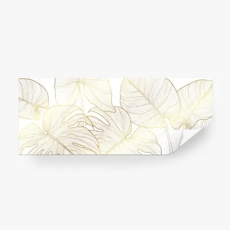 Papier peint feuilles tropicales dorées sur fond blanc – Wallnifity®