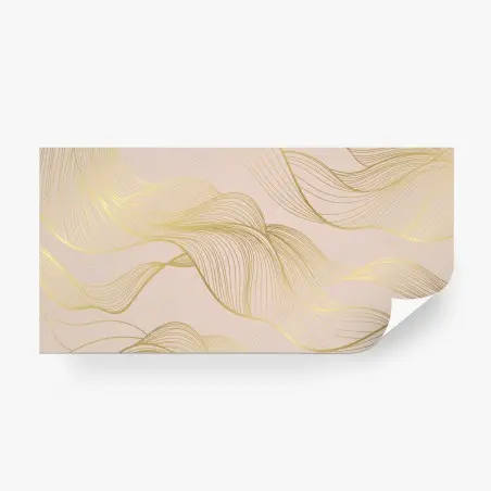 Papier peint vagues dorées sur fond beige poudré – Wallnifity®