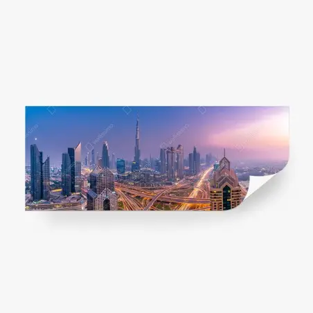 Papier peint panorama urbain de Dubaï au crépuscule – Wallnifity®