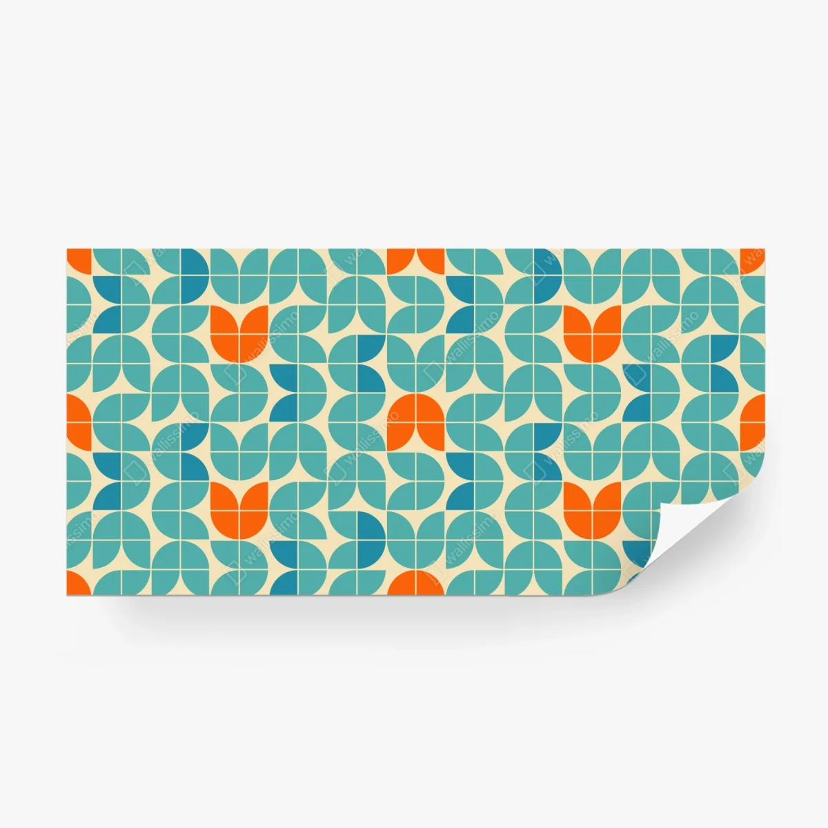 Papier peint motif géométrique rétro aux tulipes stylisées – Wallnifity® Papier peint motif géométrique rétro aux tulipes stylisées – Wallnifity®
