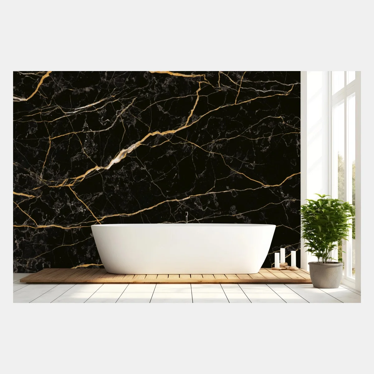 Papier peint marbre noir aux veines dorées – Wallnifity® Papier peint marbre noir aux veines dorées – Wallnifity®