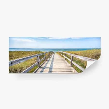 Papier peint passerelle en bois vers l'océan – Wallnifity®