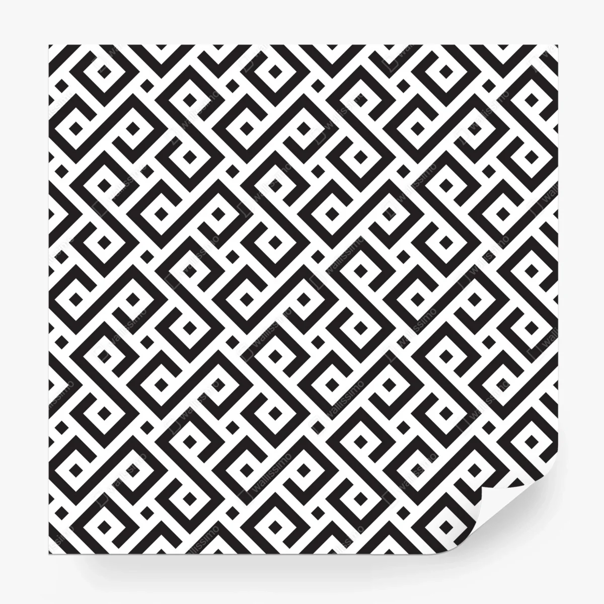 Papier peint motif méandre géométrique noir et blanc pour décoration murale – Wallnifity® Papier peint motif méandre géométrique noir et blanc pour décoration murale – Wallnifity®