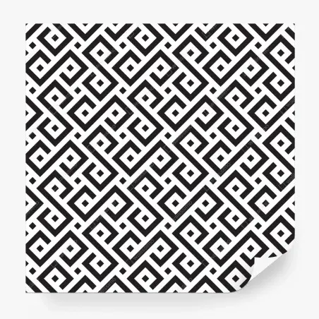 Papier peint motif méandre géométrique noir et blanc pour décoration murale – Wallnifity®