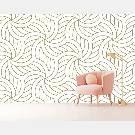 Papier peint motif géométrique doré en spirale – Wallnifity®