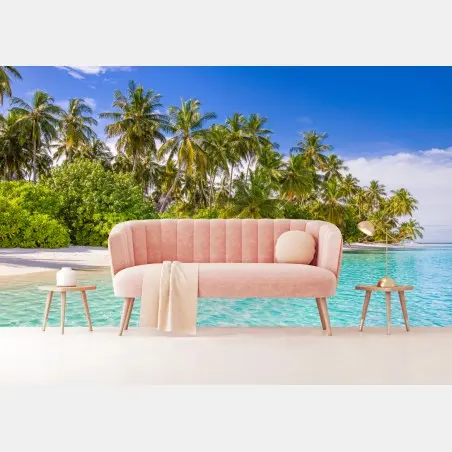 Papier peint plage tropicale au sable blanc et eau turquoise – Wallnifity®