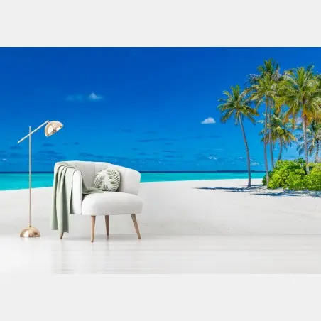 Papier peint plage paradisiaque aux palmiers – Wallnifity®