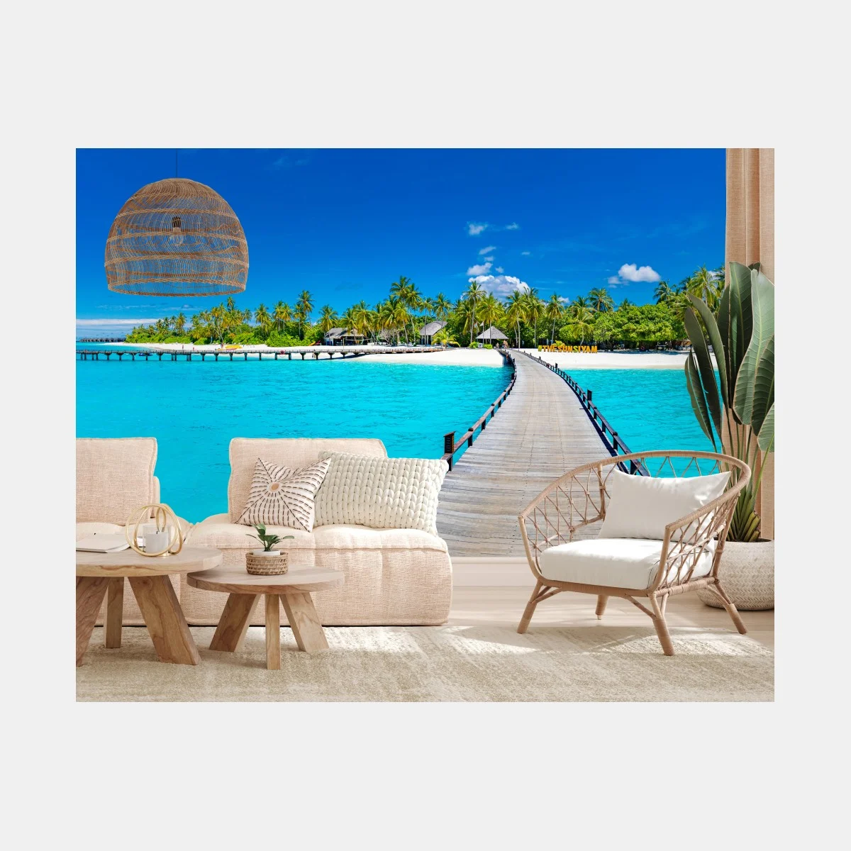 Papier peint ponton vers l'île paradisiaque – Wallnifity® Papier peint ponton vers l'île paradisiaque – Wallnifity®