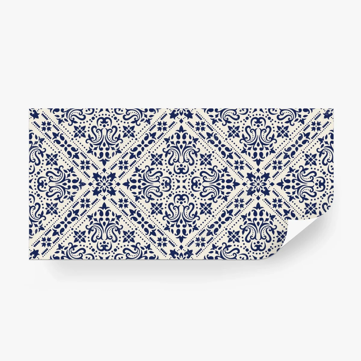 Papier peint motif damassé bleu marine sur fond crème – Wallnifity® Papier peint motif damassé bleu marine sur fond crème – Wallnifity®