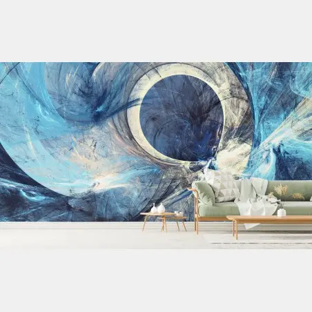 Papier peint vortex fractal bleu – Wallnifity®