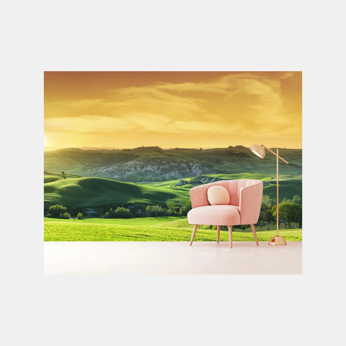 Papier peint douceur des collines de Toscane au coucher du soleil – Wallnifity® Papier peint douceur des collines de Toscane au coucher du soleil – Wallnifity®
