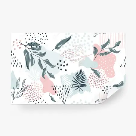 Papier peint motif botanique abstrait aux tons pastel – Wallnifity®