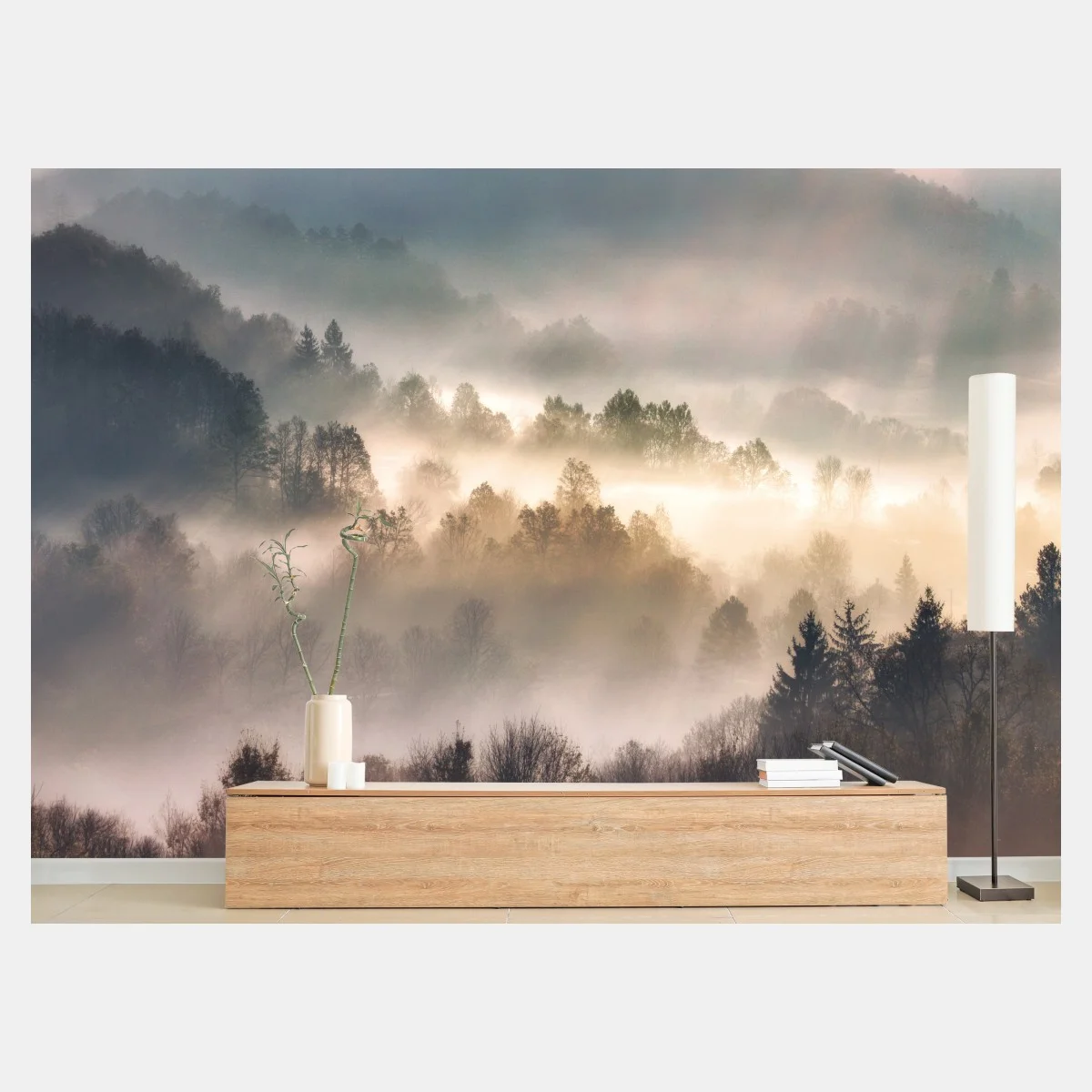 Papier peint brume matinale sur la forêt – Wallnifity® Papier peint brume matinale sur la forêt – Wallnifity®