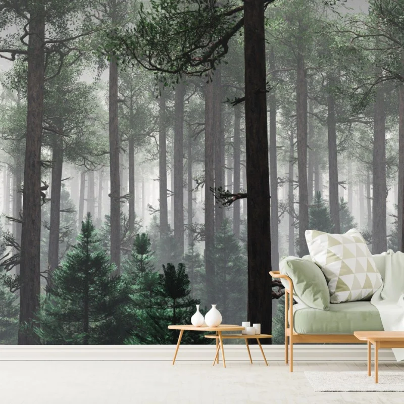 Papier peint forêt brumeuse et mystérieuse – Wallnifity® Papier peint forêt brumeuse et mystérieuse – Wallnifity®