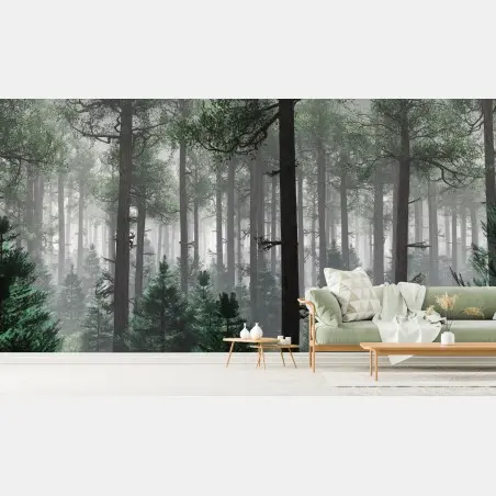 Papier peint forêt brumeuse et mystérieuse – Wallnifity®