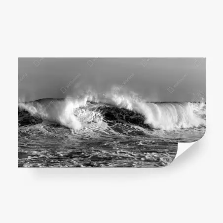 Papier peint vague puissante en noir et blanc – Wallnifity®