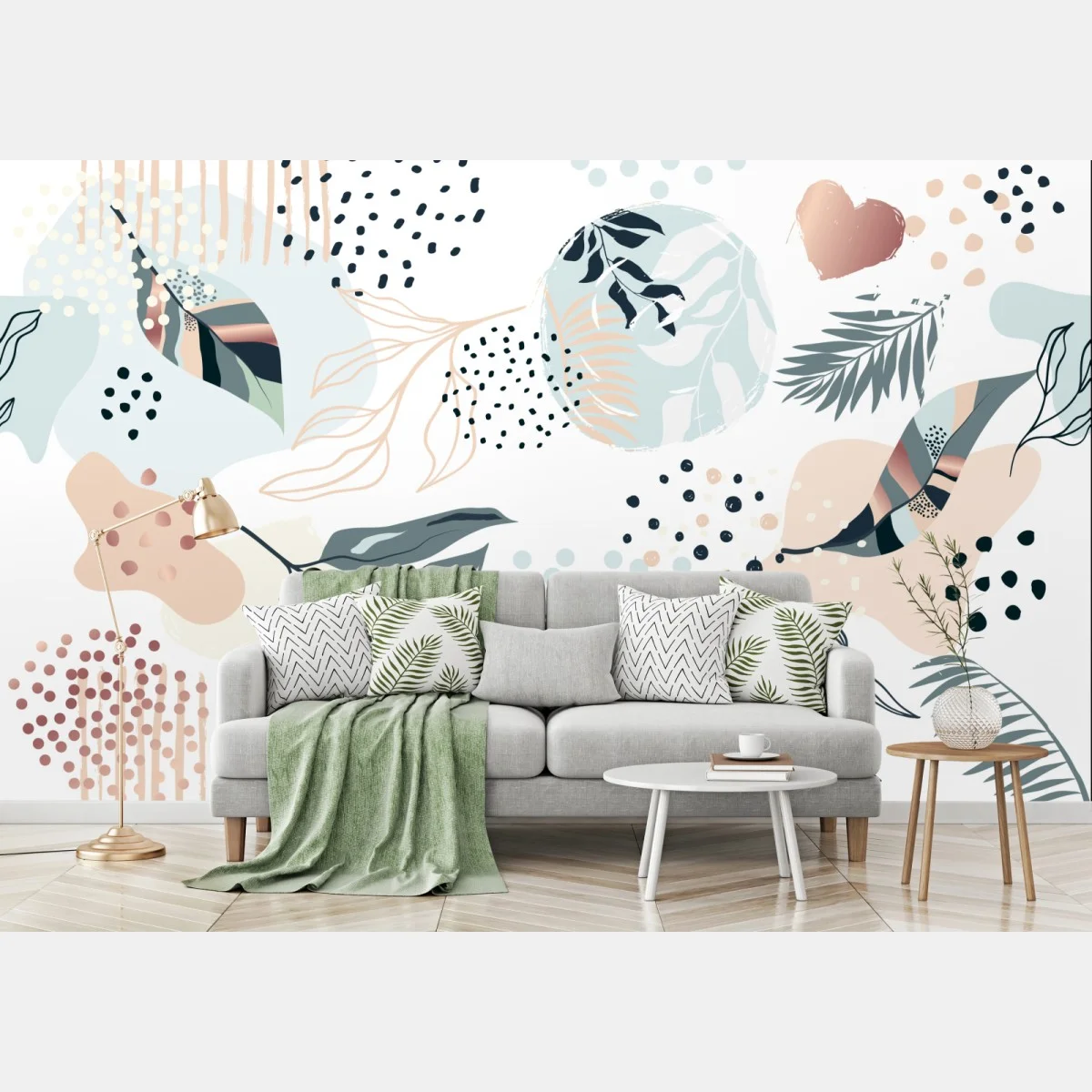 Papier peint esprit botanique abstrait pastel – Wallnifity® Papier peint esprit botanique abstrait pastel – Wallnifity®