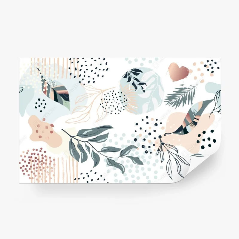 Papier peint esprit botanique abstrait pastel – Wallnifity® Papier peint esprit botanique abstrait pastel – Wallnifity®