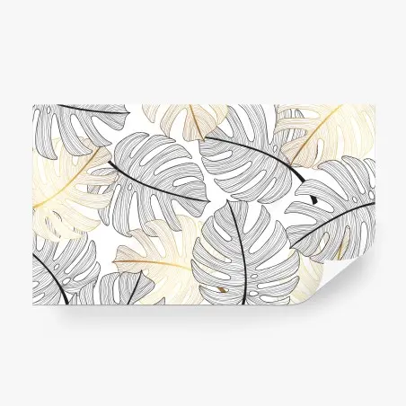 Papier peint motif feuilles de monstera noir et doré – Wallnifity®