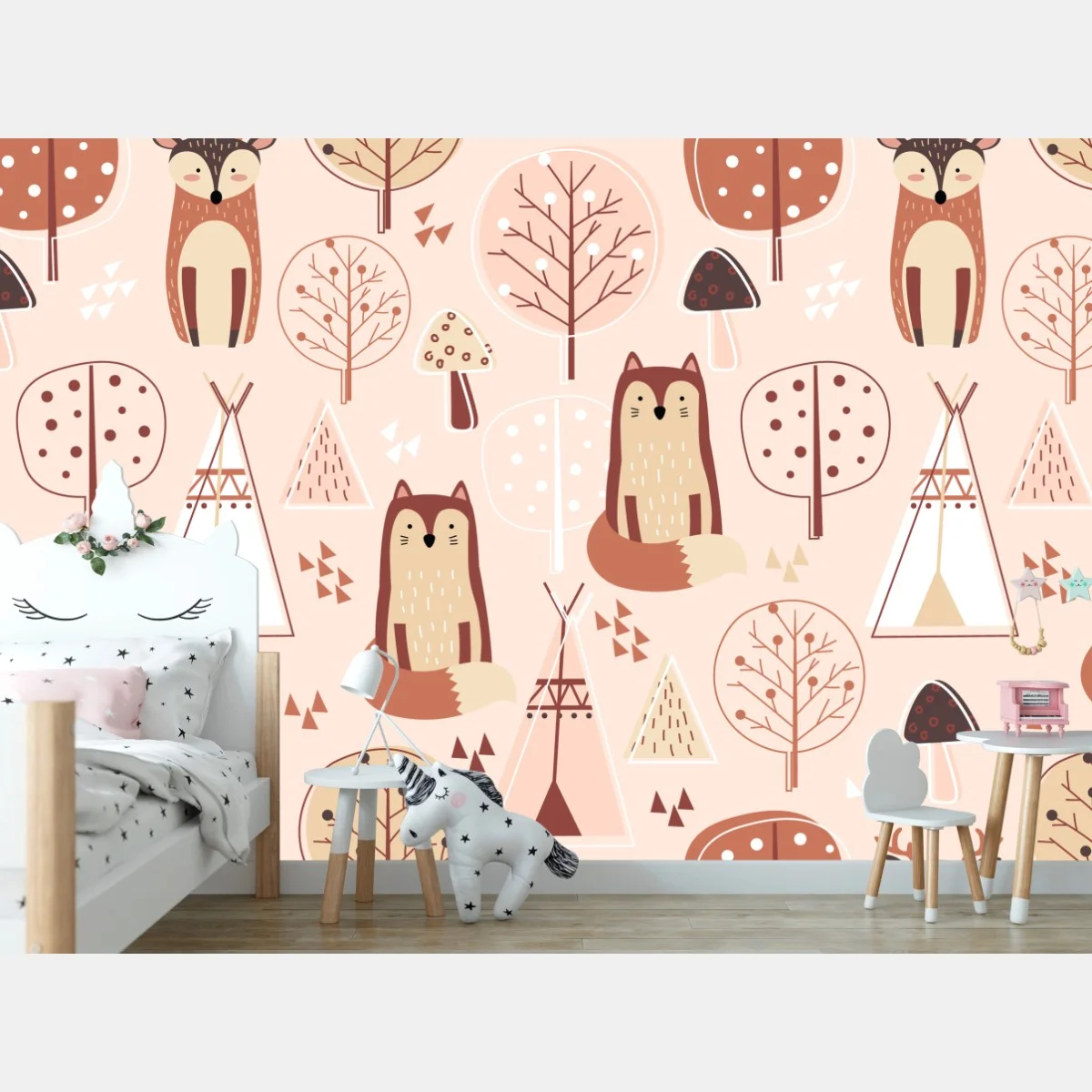 Papier peint motif renard doux pour chambre d'enfant – Wallnifity® Papier peint motif renard doux pour chambre d'enfant – Wallnifity®