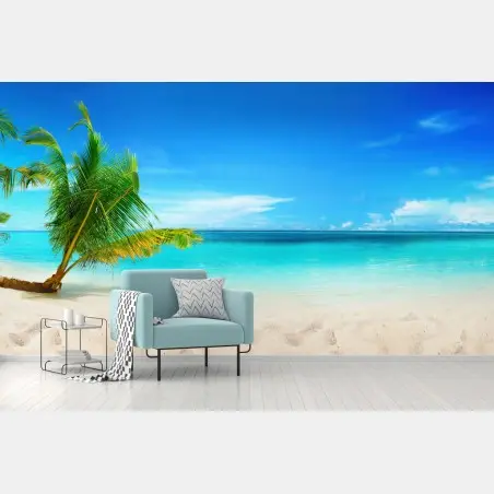 Papier peint escapade paradisiaque aux eaux turquoise, Maldives – Wallnifity®