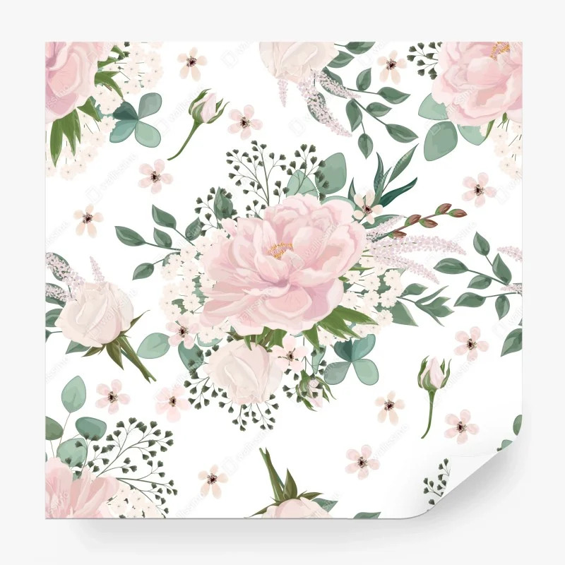 Papier peint bouquet pastel de pivoines et eucalyptus – Wallnifity® Papier peint bouquet pastel de pivoines et eucalyptus – Wallnifity®