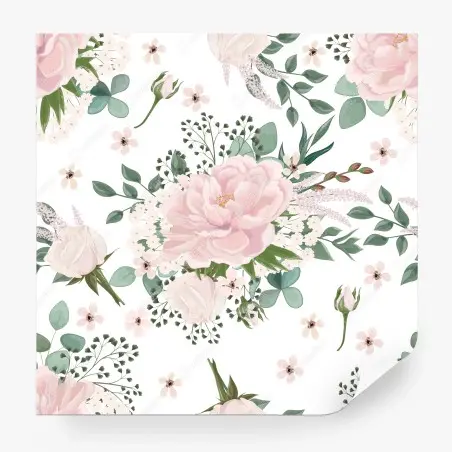 Papier peint bouquet pastel de pivoines et eucalyptus – Wallnifity®