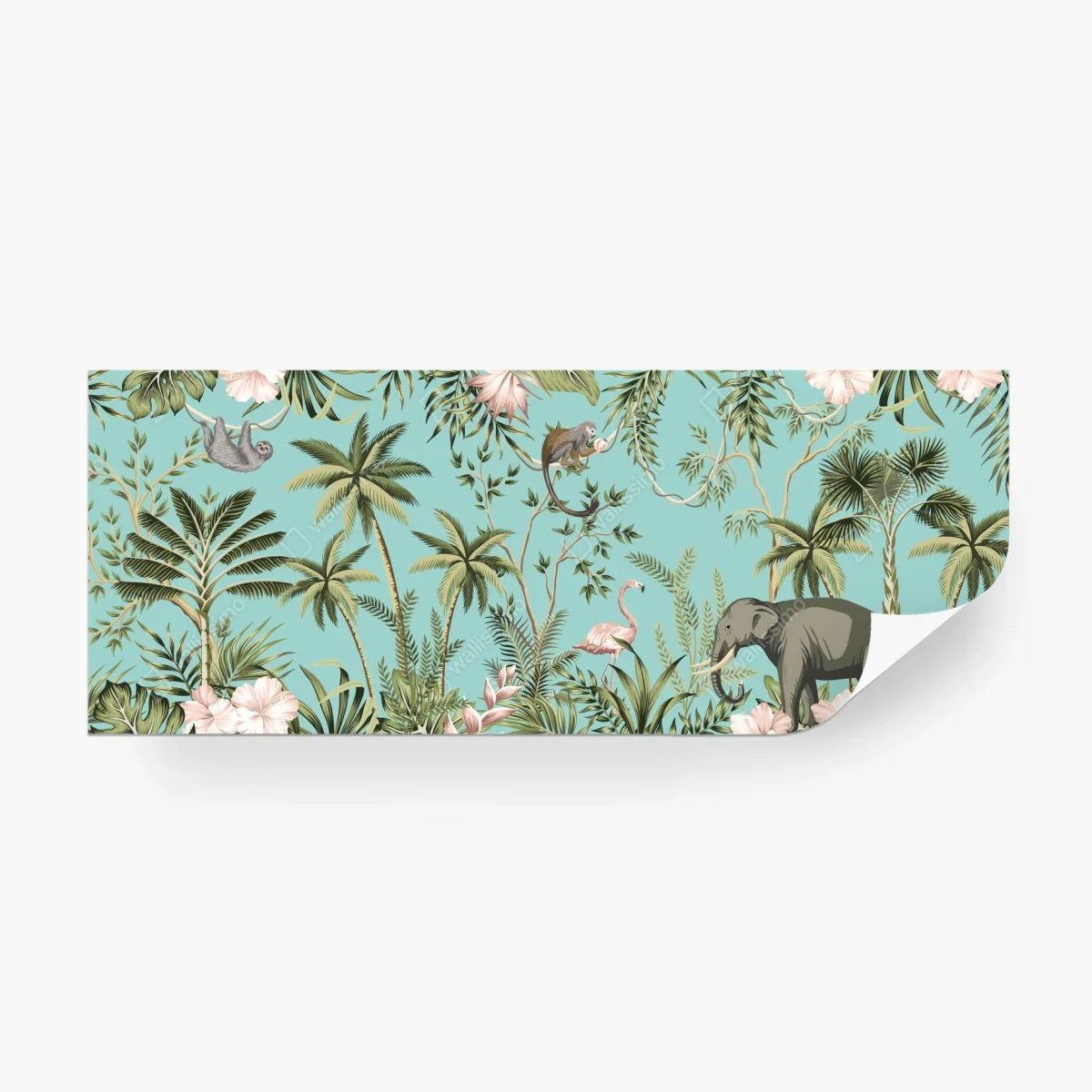 Papier peint jungle tropical vintage sur fond bleu – Wallnifity®