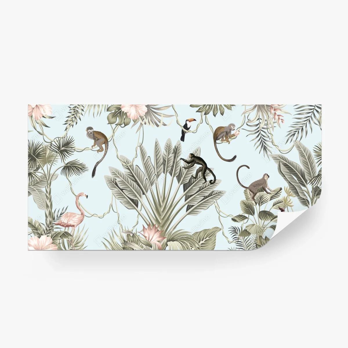 Papier peint motif de jungle tropicale en tons pastel – Wallnifity® Papier peint motif de jungle tropicale en tons pastel – Wallnifity®