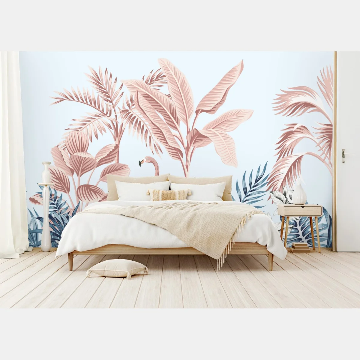 Papier peint jungle pastel au flamant rose – Wallnifity® Papier peint jungle pastel au flamant rose – Wallnifity®