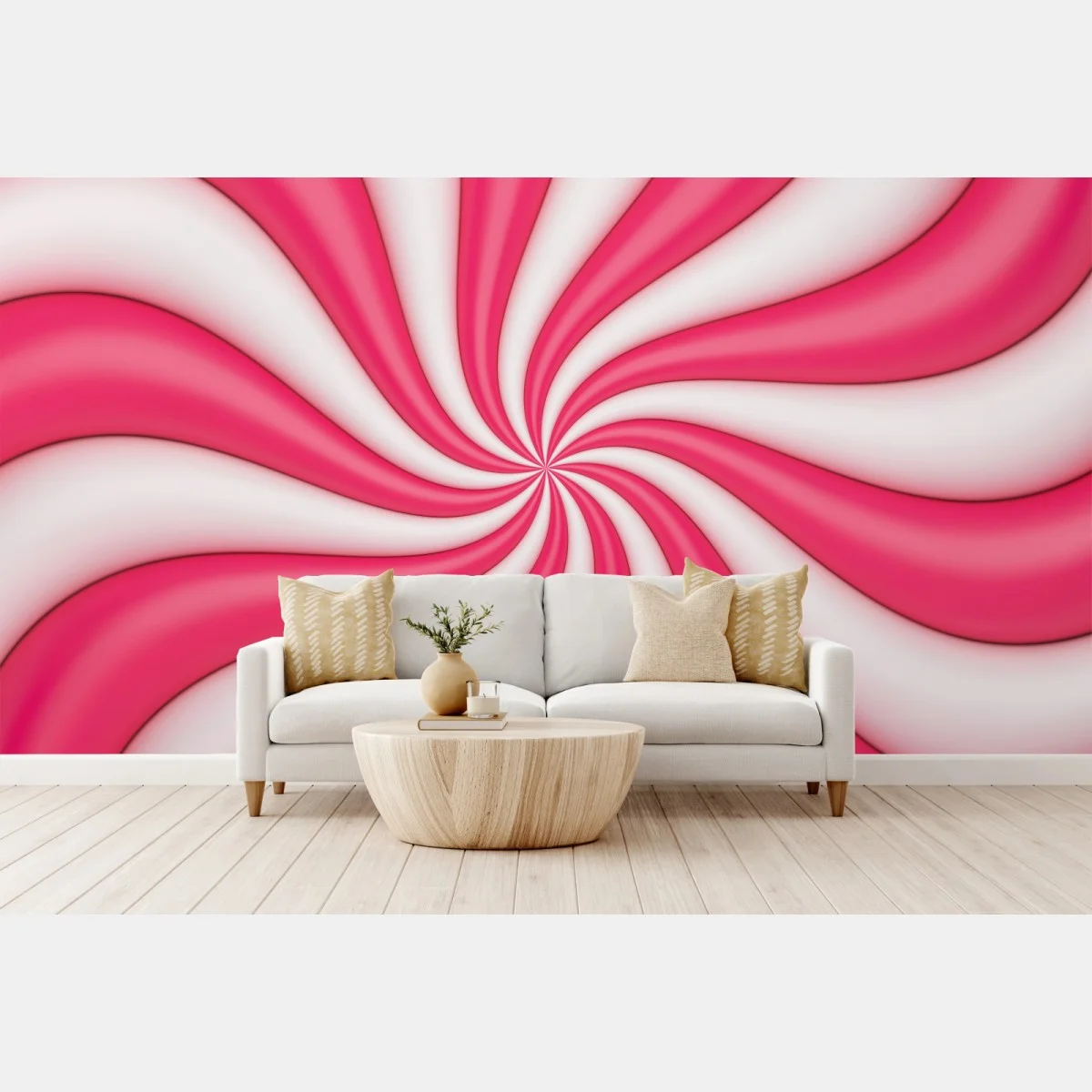 Papier peint tourbillon rose et blanc aux ondulations douces – Wallnifity® Papier peint tourbillon rose et blanc aux ondulations douces – Wallnifity®