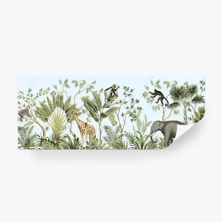 Papier peint scène de jungle tropicale illustrée – Wallnifity®