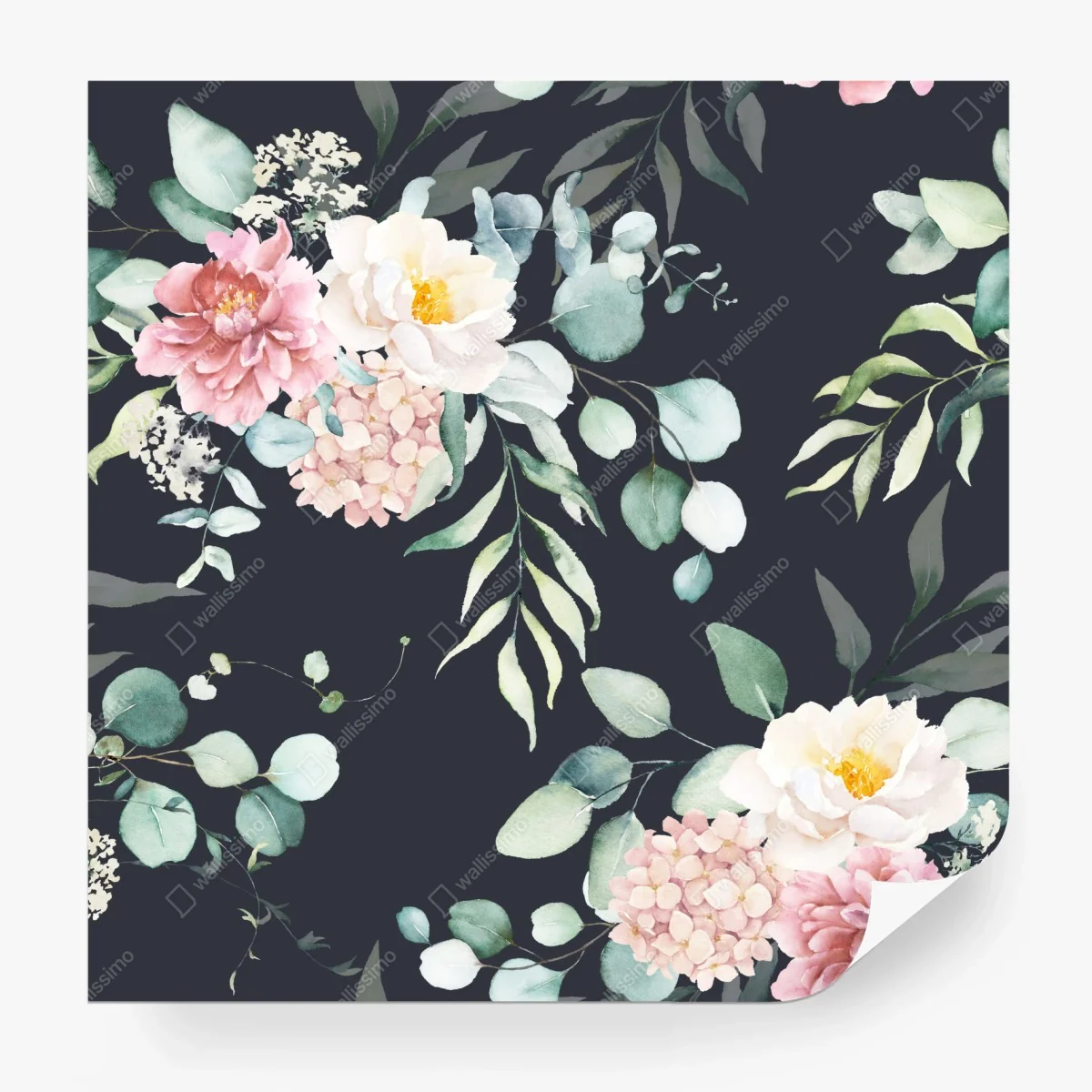 Papier peint bouquet aquarelle sur fond sombre – Wallnifity®
