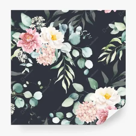 Papier peint bouquet aquarelle sur fond sombre – Wallnifity®