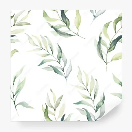 Papier peint motif feuilles aquarelle vertes sur fond blanc – Wallnifity®