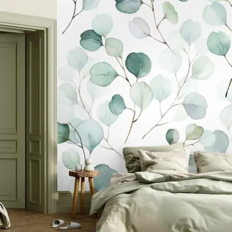 Papier peint motif eucalyptus aquarelle délicat – Wallnifity®