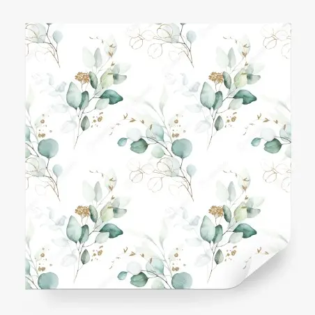 Papier peint motif botanique aquarelle eucalyptus doré – Wallnifity®