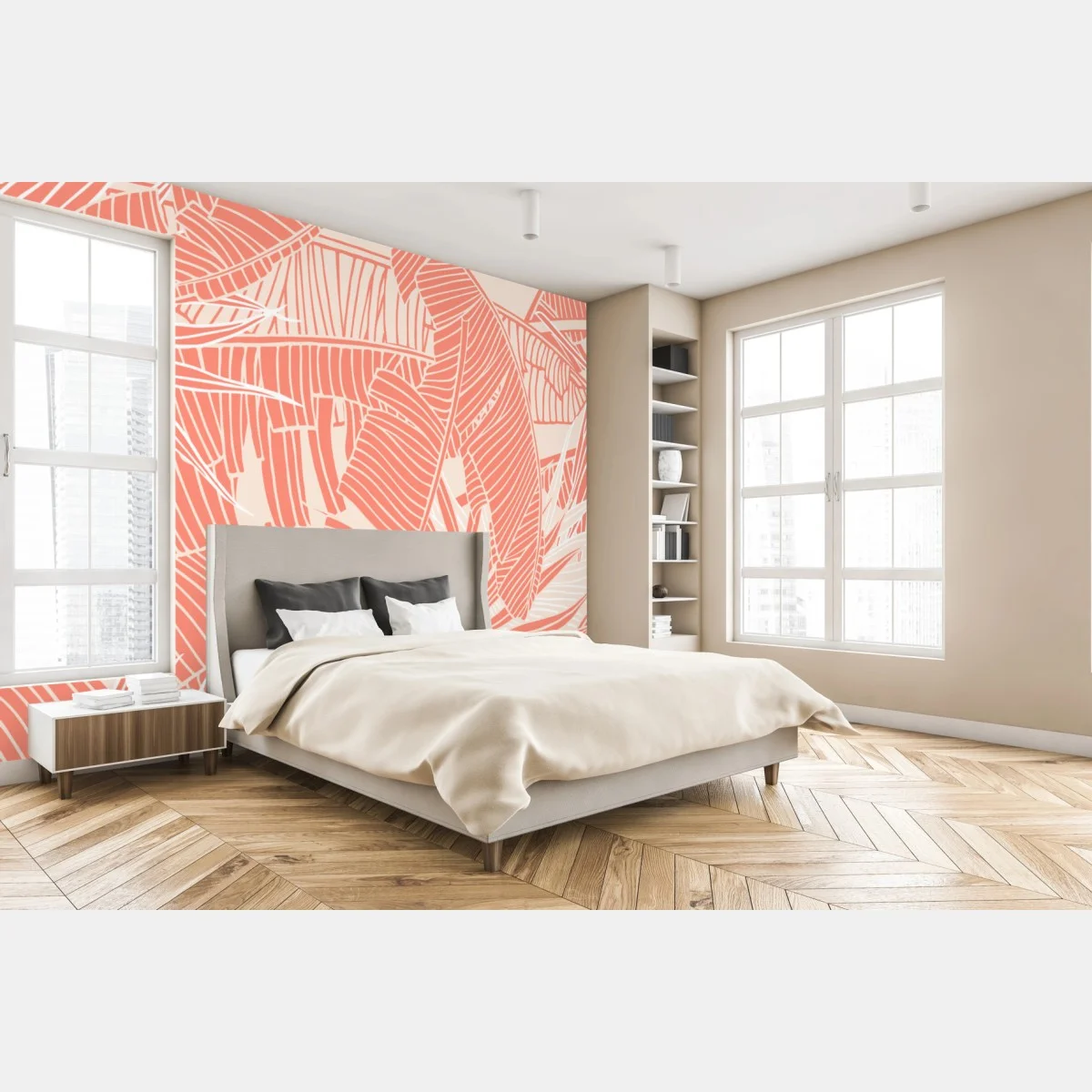 Papier peint jungle corail stylisée – Wallnifity® Papier peint jungle corail stylisée – Wallnifity®