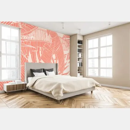 Papier peint jungle corail stylisée – Wallnifity®