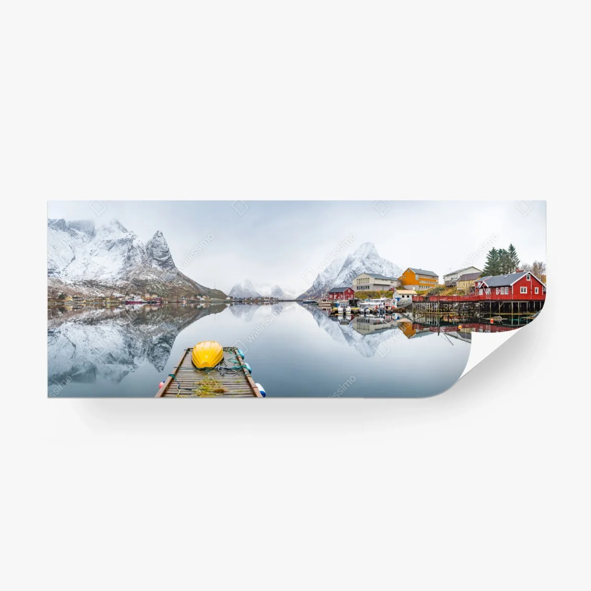 Papier peint reflets du fjord et village nordique – Wallnifity® Papier peint reflets du fjord et village nordique – Wallnifity®