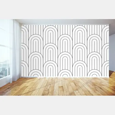 Papier peint motif d'arcs géométriques noir et blanc – Wallnifity®