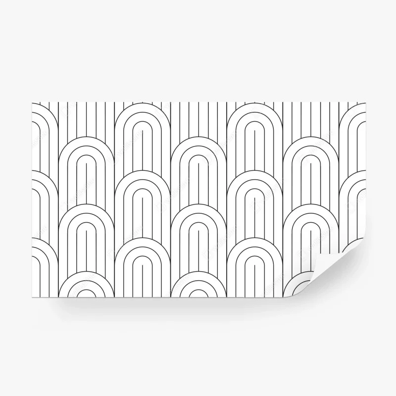 Papier peint motif d'arcs géométriques noir et blanc – Wallnifity®