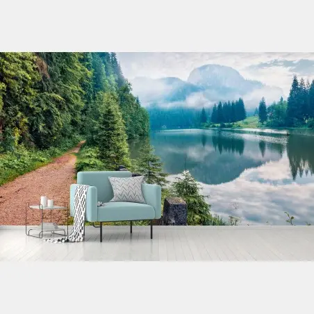 Papier peint brume matinale au bord du lac Lacu Rosu – Wallnifity®