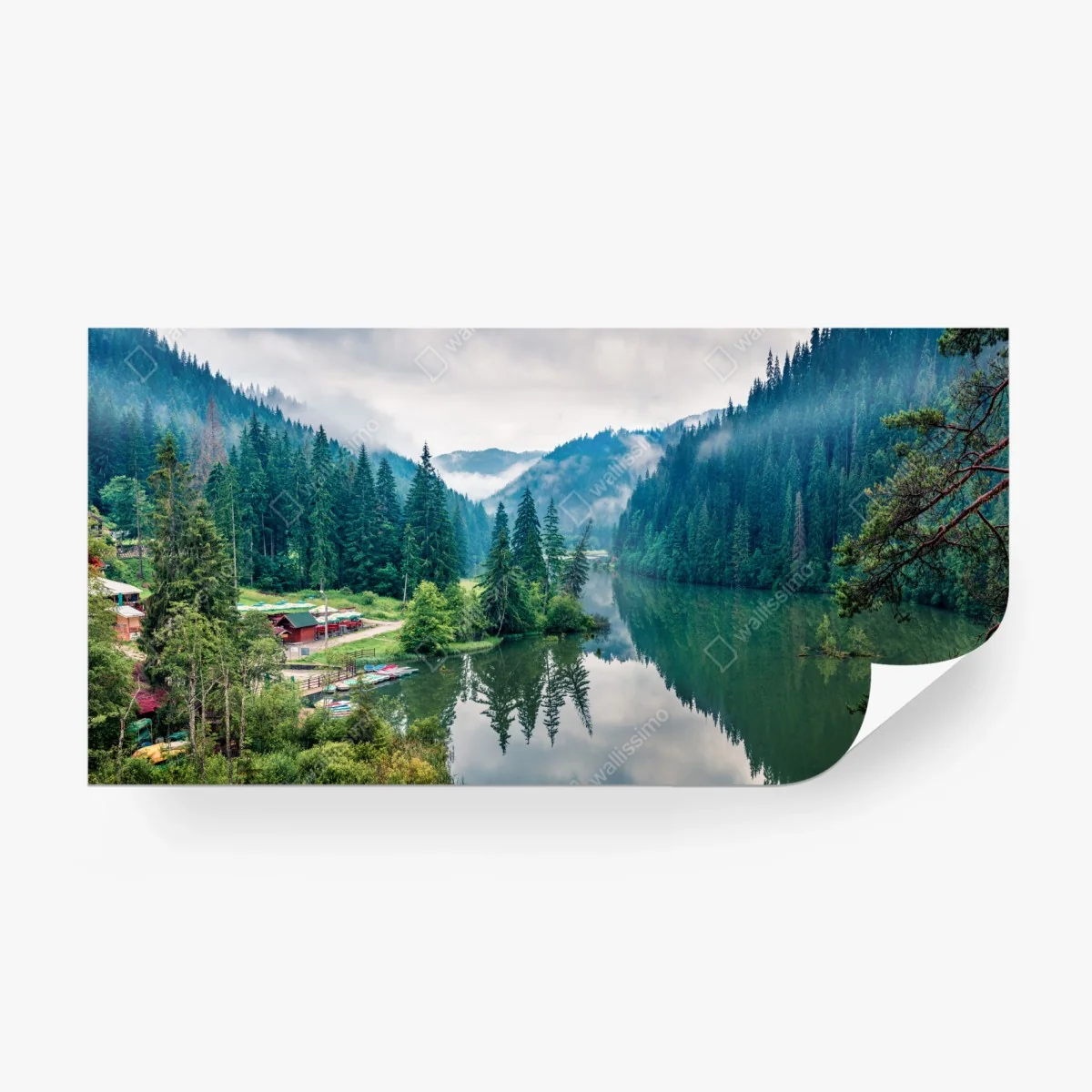 Papier peint matin brumeux au Lacu Roșu, Harghita – Wallnifity® Papier peint matin brumeux au Lacu Roșu, Harghita – Wallnifity®