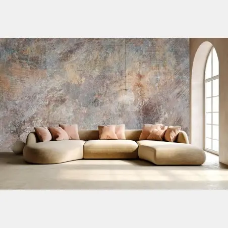 Papier peint abstraction patinée aux tons terreux et pastels – Wallnifity®