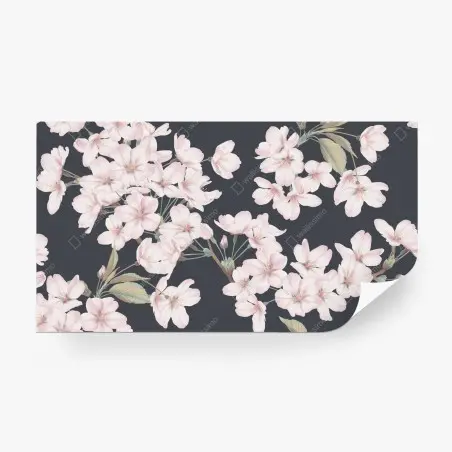 Papier peint motif de fleurs de cerisier délicates sur fond gris – Wallnifity®
