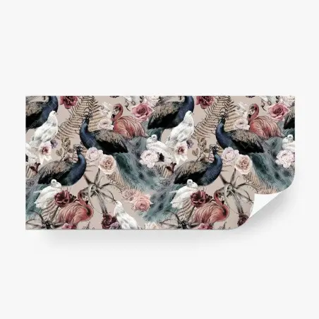 Papier peint parade de plumes et roses en aquarelle – Wallnifity®