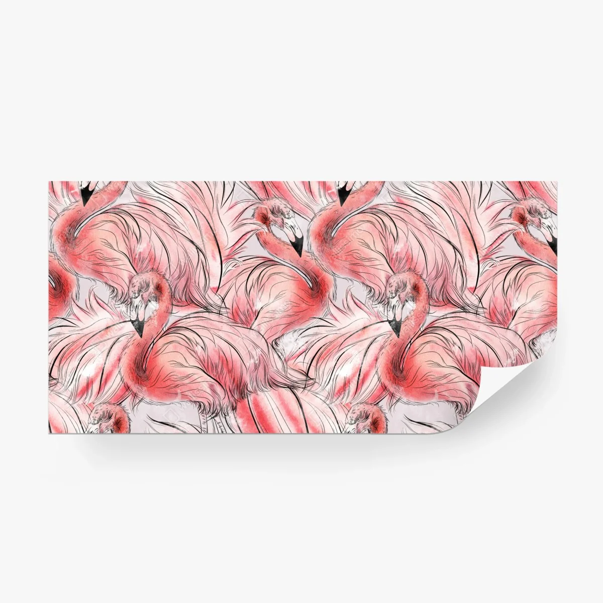 Papier peint motif flamants roses aquarelle élégant – Wallnifity®