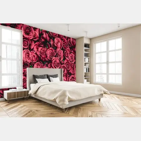 Papier peint bouquet de roses rouges en gros plan – Wallnifity®