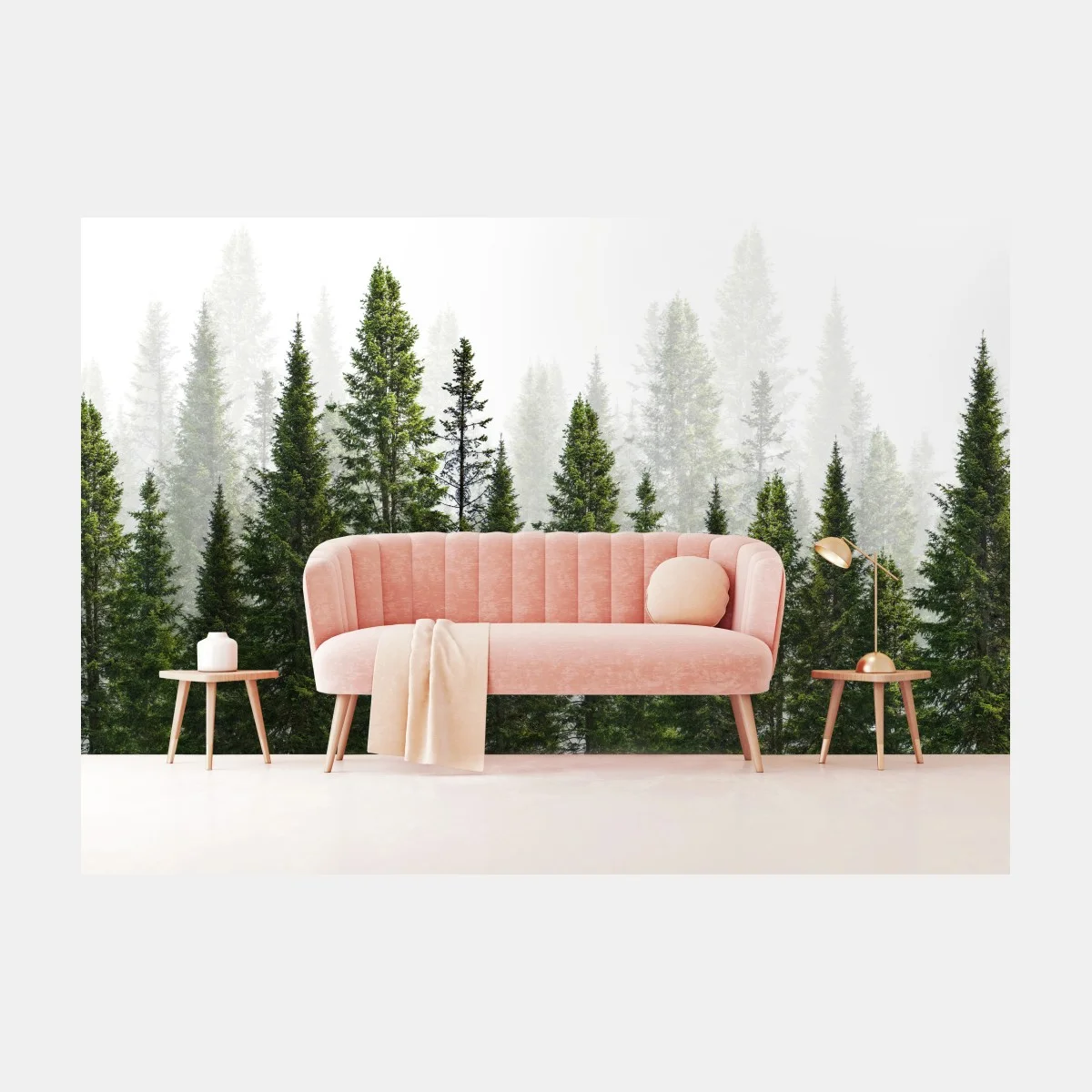 Papier peint forêt de sapins brumeuse – Wallnifity® Papier peint forêt de sapins brumeuse – Wallnifity®